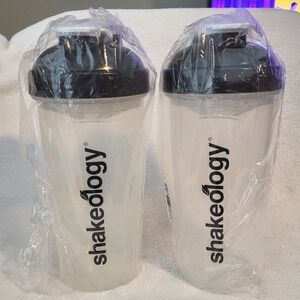 2 New Shakeology 25 oz Clear Shaker Cup BPA& DEHA Free Sealed Black Top 2 Pc Lot